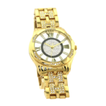 Women’s Gold-Tone CZ Analog Quartz Watch – 40 mm Case, White Dial