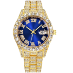 Unisex Quartz Watch with Date Display – Gold-Tone Metal Strap