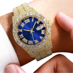 Unisex Quartz Watch with Date Display – Gold-Tone Metal Strap - Image 3