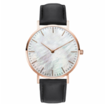 Quartz Analog Women’s Wrist Watch with Shell Dial and Leather Strap - Image 2