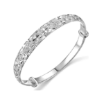 Sterling Silver Cuff Bangle Bracelet with Chain Detail