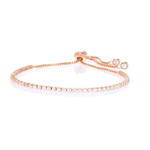 Gold Plated Adjustable Tennis Bracelet with Crystal Accents – 7.25 inches - Image 2