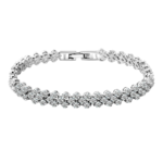 Wavy Design Bangle Bracelet with Rhinestone Accents – 7.25 Inches