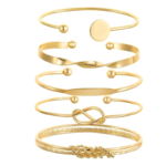 Gold Tone Multi-Layer Stackable Bracelet Set – 5 Pieces