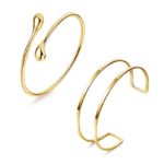 Gold Tone Adjustable Arm Cuff Bracelet – Upper Arm Band - Image 2