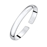 Sterling Silver Adjustable Bangle Bracelet – Solid Band, 7 Inches