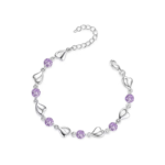 Silver Tone Wavy Design Bangle Bracelet with Crystal Accents - Image 2