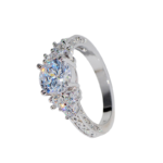 Silver Tone Pearl Accent Ring – Alloy Band - Image 2