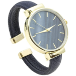 Women’s Quartz Watch – 36 mm Dial, Navy Leather Bangle Strap, Analog Display - Image 5