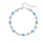 Silver Tone Wavy Design Bangle Bracelet with Crystal Accents - Image 5