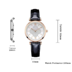 Women’s Analog Quartz Watch – Four-Leaf Clover Dial, Black Leather Strap, 30 m Water-Resistant - Image 3