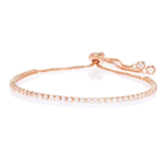 Gold Plated Adjustable Tennis Bracelet with Crystal Accents – 7.25 inches