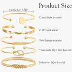 Gold Tone Multi-Layer Stackable Bracelet Set – 5 Pieces - Image 3
