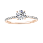 Rose Gold Tone Band Ring with Stone Accent – Size 7