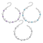 Silver Tone Wavy Design Bangle Bracelet with Crystal Accents - Image 4