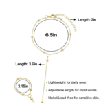 Gold Tone Hand Chain Bracelet with Finger Ring a – Adjustable - Image 5