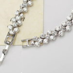 Wavy Design Bangle Bracelet with Rhinestone Accents – 7.25 Inches - Image 5